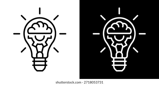Ícone de Lâmpada, vetor isolado no fundo branco. Sinal de ideia, solução, inspiração, conceito de pensamento. Iluminação Lâmpada elétrica, eletricidade, brilho, brilhante. Estilo plano para design gráfico, logotipo, site, UI.