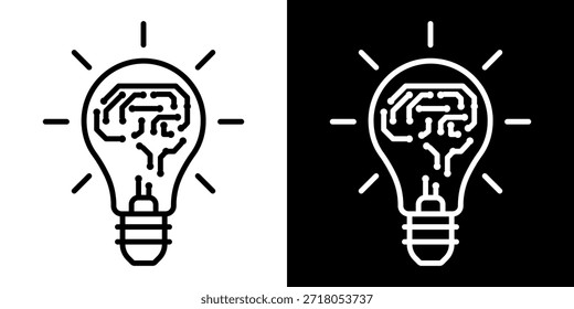 Ícone de Lâmpada, vetor isolado no fundo branco. Sinal de ideia, solução, inspiração, conceito de pensamento. Iluminação Lâmpada elétrica, eletricidade, brilho, brilhante. Estilo plano para design gráfico, logotipo, site, UI.