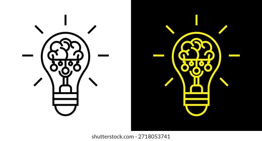 Ícone de Lâmpada, vetor isolado no fundo branco. Sinal de ideia, solução, inspiração, conceito de pensamento. Iluminação Lâmpada elétrica, eletricidade, brilho, brilhante. Estilo plano para design gráfico, logotipo, site, UI.