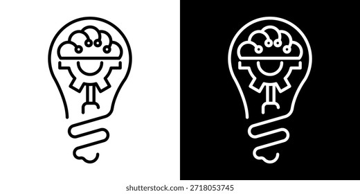 Ícone de Lâmpada, vetor isolado no fundo branco. Sinal de ideia, solução, inspiração, conceito de pensamento. Iluminação Lâmpada elétrica, eletricidade, brilho, brilhante. Estilo plano para design gráfico, logotipo, site, UI.