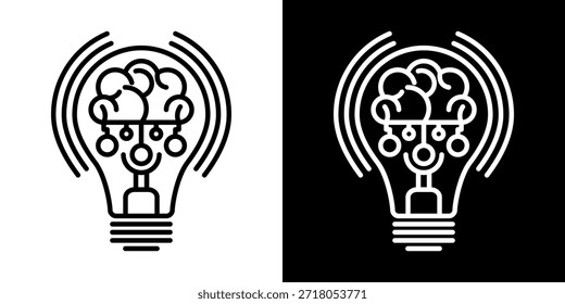 Ícone de Lâmpada, vetor isolado no fundo branco. Sinal de ideia, solução, inspiração, conceito de pensamento. Iluminação Lâmpada elétrica, eletricidade, brilho, brilhante. Estilo plano para design gráfico, logotipo, site, UI.