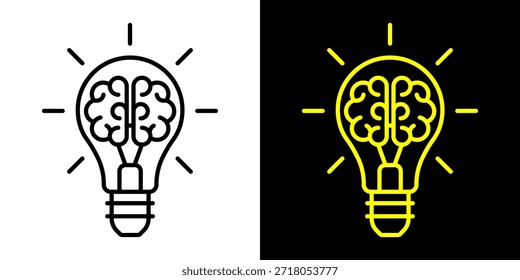 Ícone de Lâmpada, vetor isolado no fundo branco. Sinal de ideia, solução, inspiração, conceito de pensamento. Iluminação Lâmpada elétrica, eletricidade, brilho, brilhante. Estilo plano para design gráfico, logotipo, site, UI.