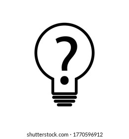 Light bulb icon vector,  lamp icon logo. Idea icon with question mark 
