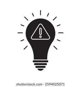 Light bulb icon vector, lamp idea icon with exclamation mark