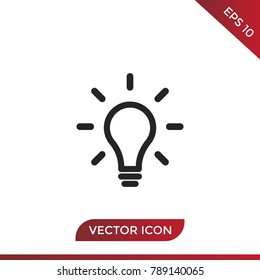 Light bulb icon vector, lamp symbol.
