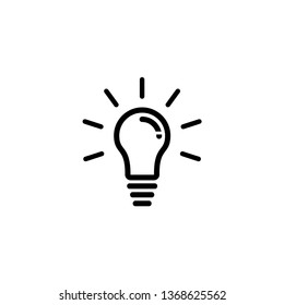 Light Bulb icon vector. Lighting Electric lamp. Electricity, shine. Flat design style  isolated on white background.  Idea sign solution. 