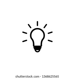 Light Bulb icon vector. Lighting Electric lamp. Electricity, shine. Flat design style  isolated on white background.  Idea sign solution. 