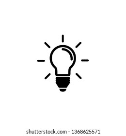 Light Bulb icon vector. Lighting Electric lamp. Electricity, shine. Flat design style  isolated on white background.  Idea sign solution. 