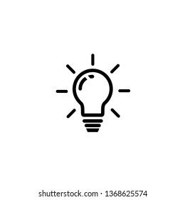 Light Bulb icon vector. Lighting Electric lamp. Electricity, shine. Flat design style  isolated on white background.  Idea sign solution. 