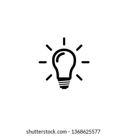 Light Bulb icon vector. Lighting Electric lamp. Electricity, shine. Flat design style  isolated on white background.  Idea sign solution. 