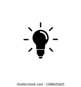 Light Bulb icon vector. Lighting Electric lamp. Electricity, shine. Flat design style  isolated on white background.  Idea sign solution. 