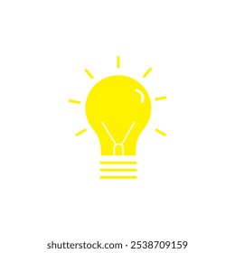 Light Bulb icon vector. Lighting Electric lamp. Electricity, shine. Flat design style isolated on white background. Idea sign solution.