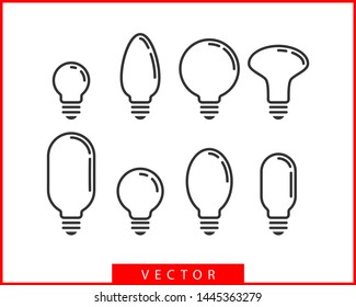 Light bulb icon vector. Llightbulb idea logo concept. Set lamps electricity icons web design element. Led lights isolated silhouette.