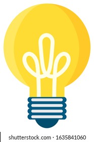 Light Bulb Icon Vector On White Background Color. Yellow Lightbulb Solution Idea And Creativity Symbol. Vector Illustration For Graphic And Web Design In Flat Cartoon Style