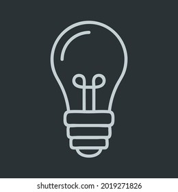 Vector de icono de la bombilla de luz sobre fondo negro