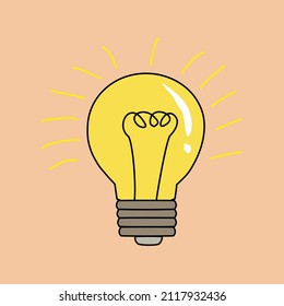 Vector de icono de bombilla en fondo colorido, vector de símbolo de idea