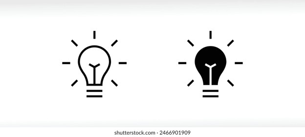 Light Bulb icon vector set, isolated on white background. Idea sign, solution, thinking concept. Lighting Electric lamp. Electricity, shine. editable stroke and Flat graphic design, Web site