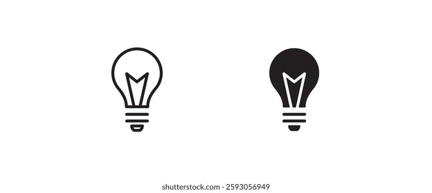 Light Bulb icon vector set, isolated on white background. Idea sign, solution, thinking concept. Lighting Electric lamp. Electricity, shine. editable stroke and Flat graphic design, Web site