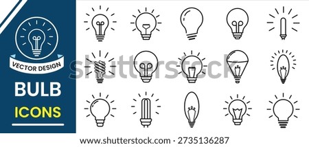 Light bulb icon vector set. Outline icon of electric bulb symbol, modern, energy, creative idea, innovation and think solution sign. Vector illustration.
