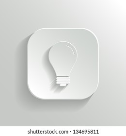 Light bulb icon - vector white app button with shadow