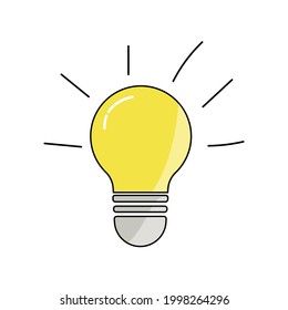 Light bulb icon with white background. Energy and thinking symbol. Creative idea and inspiration concept. Vector illustration