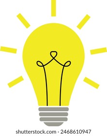 Light bulb icon Yellow, Electric bulb lamp,  thinking symbol, Solution symbol, idea symbol