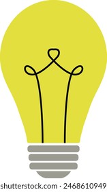 Icono de bombilla Amarillo, Lámpara eléctrica, símbolo de pensamiento, símbolo de solución, símbolo de idea