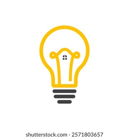light bulb icon with a yellow outline and a small window-like design inside, symbolizing ideas or innovation