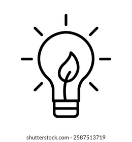 Light bulb icon.Icon of a light bulb with a leaf inside, representing creativity for renewable energy solutions
