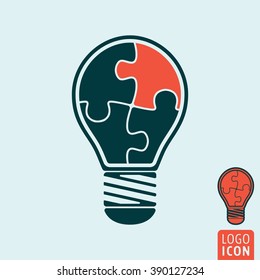 Light Bulb Icon.Jigsaw Puzzle Pieces. Vector Illustration