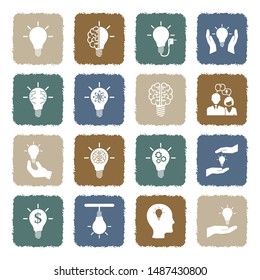 Light Bulb Icons. Grunge Color Flat Design. Vector Illustration. 