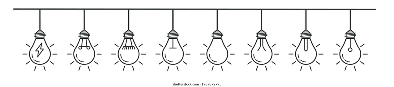 Light bulb icons hanging from the ceiling