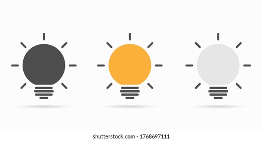 Light bulb icons, line art, silhouettes and colors