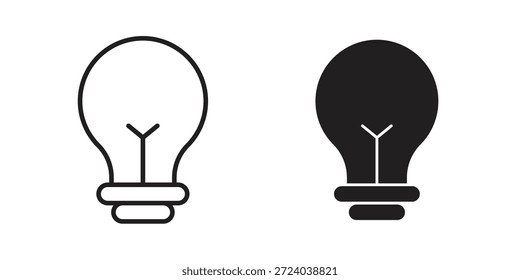 Light bulb icons, Line vector. solid symbol set
