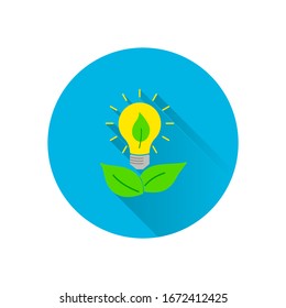 Iconos de bombilla con una sombra larga. Ecología Vector símbolos de color de moda. El concepto ecológico.