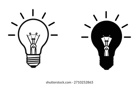Leuchtmittel-Ikonen, 2 innovative Vektorsymbole im Minimalstil
