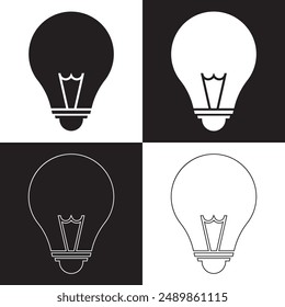 Light bulb icons set. Black light bulb icon on white and black background. EPS 10