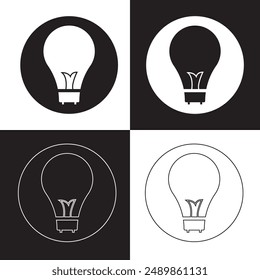Light bulb icons set. Black light bulb icon on white and black background. EPS 10