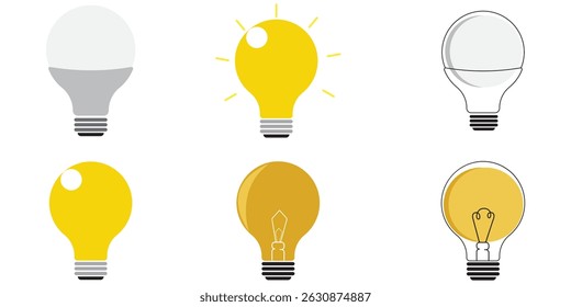 Conjunto de iconos de bombilla, con diferentes estilos. Ilustración vectorial de símbolo de lámpara eléctrica.