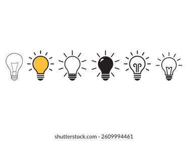 Light Bulb Icons Set. Modern, Energy, and Idea Symbols 