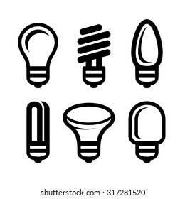 Light Bulb Icons Set on White Background. Vector