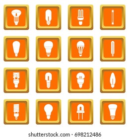 Light bulb icons set in orange color isolated vector illustration for web and any design