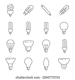 Iconos de la bombilla de luz.  Símbolo de paquete de bombilla ligera elementos vectores para web infográfica