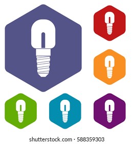Light bulb icons set rhombus in different colors isolated on white background