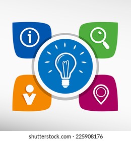 Light bulb and icons set vector illustration. Modern Flat style 