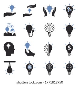 Light Bulb Icons. Two Tone Flat Design. Vector Illustration.