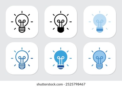 Light bulb icons with various design styles
