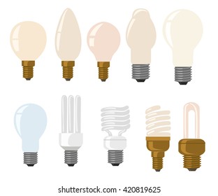 Light bulb icons - vector illustration collection  Flat style color vector symbols isolated on white.