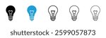 Light bulb icons vector illustrations in black and blue colors for web and ui designs