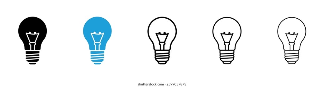 Light bulb icons vector illustrations in black and blue colors for web and ui designs